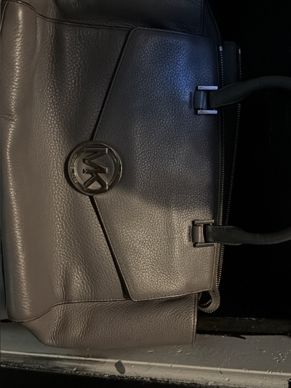 Michael Kors grey Leather Tote with MK Medallion